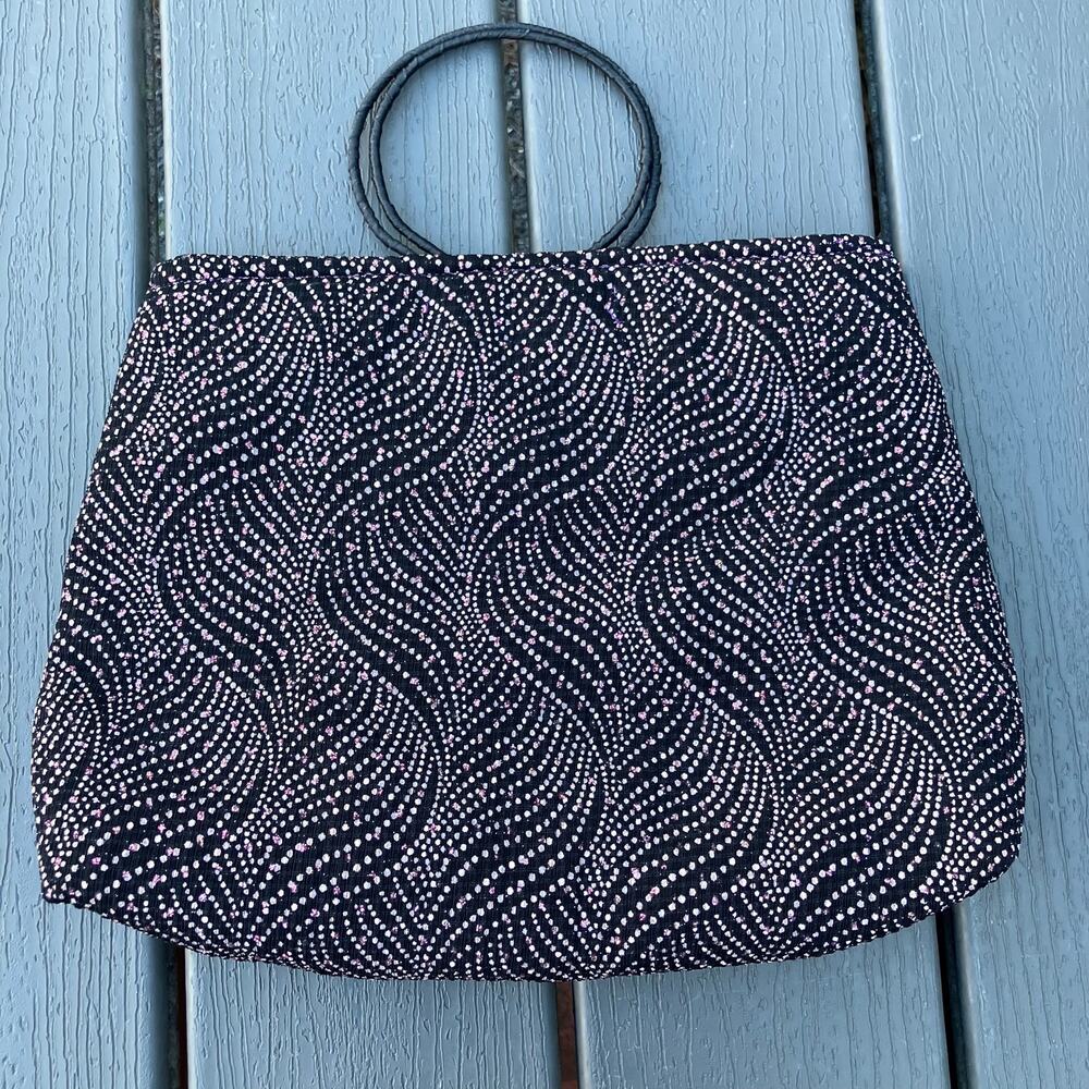 Y2K swirl sequin rhinestone studded drop handle purse bohemian hippie 2000s 90s